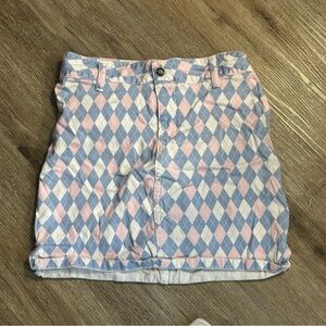 RARE Dickies Pink and Blue Argyle Mini Skirt